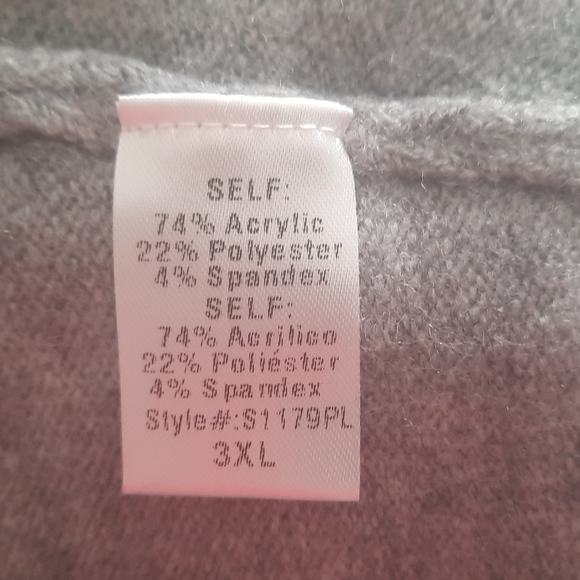 NWT GeeGee grey V neck sweater womens size 3X - Picture 3 of 3